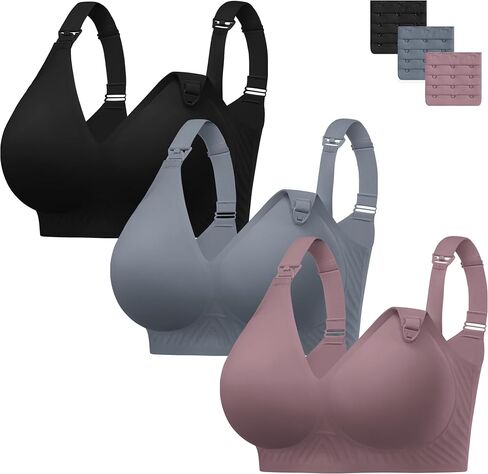 habibee 3 Pack Nursing Bras for Breastfeeding Women Plus Size Seamless Maternity Bra for Pregnancy with Extenders in Saudi Arabia