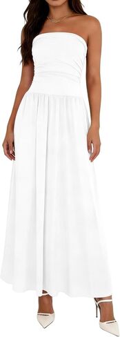 Women's Strapless Dress 2026 Maxi Dresses for Women Tube Top Dress Vacation Formal Summer Wedding Long Dress in Saudi Arabia