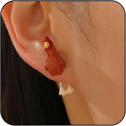 3D Hen Chicken Earrings for Women Funny Farm Animal Earrings Animal Jewelry in Kuwait