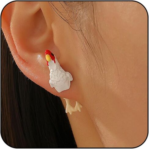 3D Hen Chicken Earrings for Women Funny Farm Animal Earrings Animal Jewelry in Kuwait
