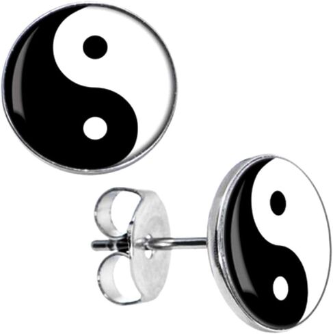 DianaL Boutique Stainless Steel 2-tone Yin Yang Symbol Earrings Stud Gift Boxed Fashion Jewelry in Kuwait