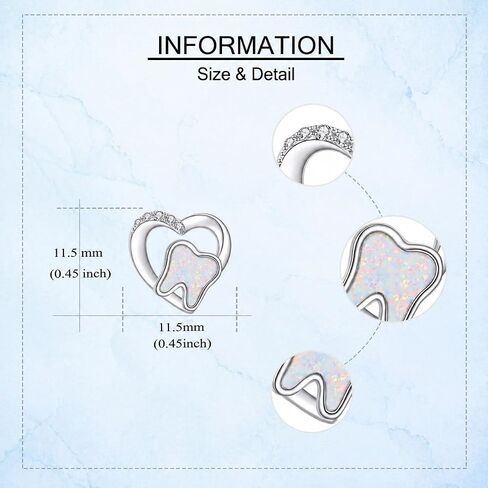 Tooth Stud Earrings 18k White Gold Opal Teeth Earrings Tooth Jewelry For Women Female Dentist Gift in Saudi Arabia