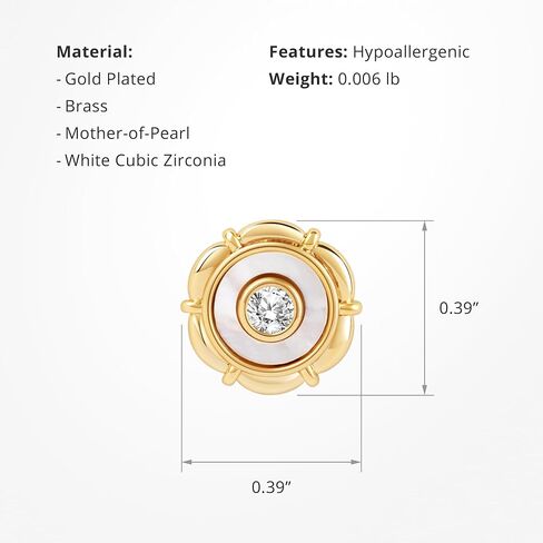CoBi 18K Gold Plated Stud Earrings for Women, Cubic Zirconia Pearl Studs, CZ Earring, Everyday Wear Jewelry, Fashion & Trendy Accessories, Hypoallergenic, Ideal Gifts - Gold in Kuwait