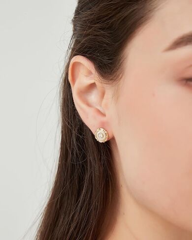 CoBi 18K Gold Plated Stud Earrings for Women, Cubic Zirconia Pearl Studs, CZ Earring, Everyday Wear Jewelry, Fashion & Trendy Accessories, Hypoallergenic, Ideal Gifts - Gold in Kuwait