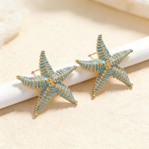 Bold Starfish Stud Earrings for Women, Unique Ocean Themed Big Sea Star Statement Earring Jewelry Gifts for Summer Beach Party Everyday Wear in Saudi Arabia