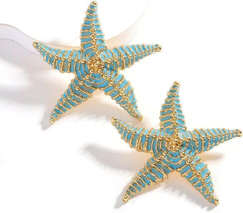 Bold Starfish Stud Earrings for Women, Unique Ocean Themed Big Sea Star Statement Earring Jewelry Gifts for Summer Beach Party Everyday Wear in Saudi Arabia