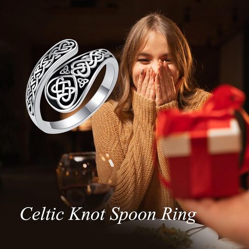 YAFEINI Spoon Rings for Women S925 Sterling Silver Vintage Celtic Knot Spoon Ring Adjustable Thumb Rings Celtic Jewelry Gifts for Women in Kuwait