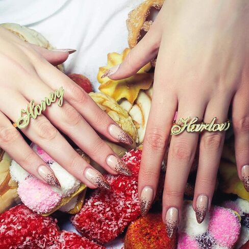 Custom Two Finger Ring for Women – Personalized Gold or Silver Name Ring – Engraved Double Band Statement Ring – Custom Multi-Finger Jewelry Gift for Her, Wife, or Girlfriend in Kuwait