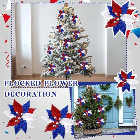 9 Pcs 4th of July Artificial Flowers Red White Blue Flowers Bouquets Patriotic Fake Berry Stem Picks for Independence Holiday Patriotic Party Memorial Veterans Day Decorations in Saudi Arabia