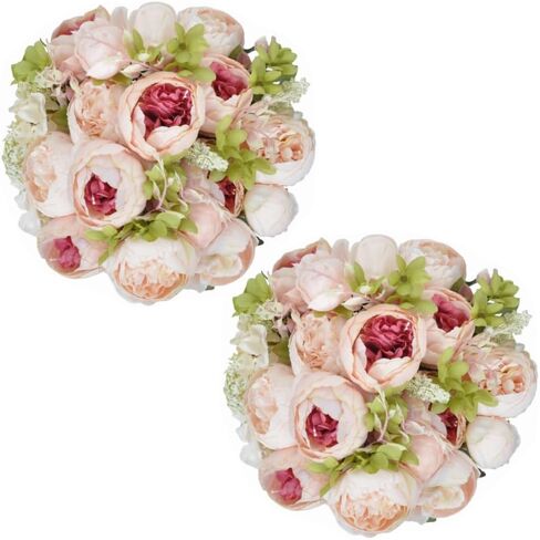 2pcs Artificial Flowers Garland 6FT Silk Peony Vine with Eucalyptus Leaves Faux Floral Garlands for Wedding Arch Door Wall Hanging Party Home Decoration (White) in Saudi Arabia