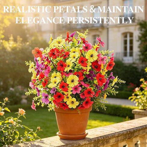 Artificial Flowers with Ground Spikes, 22" Outdoor Faux Flowers for Garden, Yard, Planter and Porch, Realistic Fake Bushes Plants, for Indoor Outdoor Home Decor (1PC) in Saudi Arabia