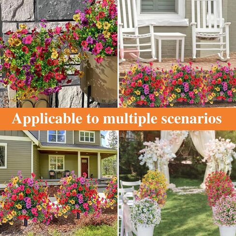 Artificial Flowers with Ground Spikes, 22" Outdoor Faux Flowers for Garden, Yard, Planter and Porch, Realistic Fake Bushes Plants, for Indoor Outdoor Home Decor (1PC) in Saudi Arabia