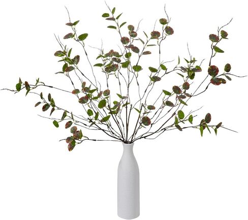 ucky 20Inch 6 Pcs Artificial Greenery Stems Artificial Branches for Vase Fake Plants Fake Leaves Faux Greenery for Home Decor Table Centerpieces (20IN-SPL Gray White Green, 6PCS) in Saudi Arabia