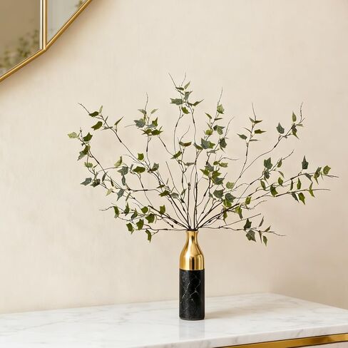 ucky 20Inch 6 Pcs Artificial Greenery Stems Artificial Branches for Vase Fake Plants Fake Leaves Faux Greenery for Home Decor Table Centerpieces (20IN-SPL Gray White Green, 6PCS) in Kuwait