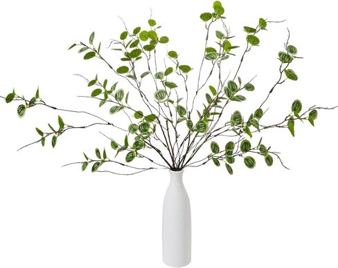 ucky 20Inch 6 Pcs Artificial Greenery Stems Artificial Branches for Vase Fake Plants Fake Leaves Faux Greenery for Home Decor Table Centerpieces (20IN-SPL Gray White Green, 6PCS) in Kuwait