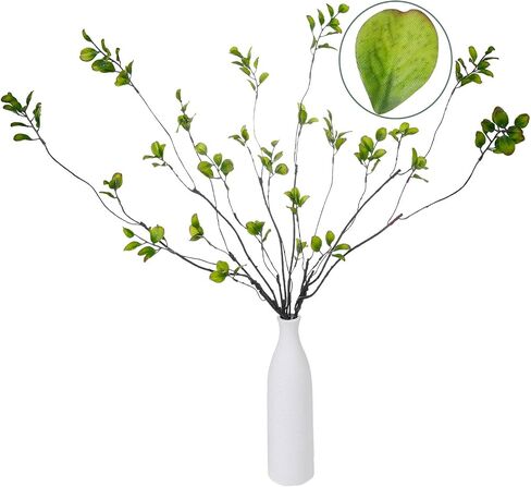 ucky 20Inch 6 Pcs Artificial Greenery Stems Artificial Branches for Vase Fake Plants Fake Leaves Faux Greenery for Home Decor Table Centerpieces (20IN-SPL Gray White Green, 6PCS) in Kuwait