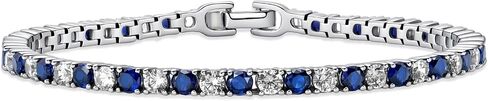 Tennis Bracelet for Women, 3mm Cubic Zirconia and Gemstones | Handmade Hypoallergenic Multiple Birthstone CZ Silver Bracelets for Women | Birthday Anniversary Mother's Day in Kuwait