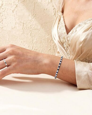 Tennis Bracelet for Women, 3mm Cubic Zirconia and Gemstones | Handmade Hypoallergenic Multiple Birthstone CZ Silver Bracelets for Women | Birthday Anniversary Mother's Day in Kuwait