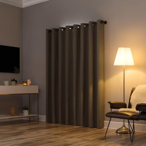 Sun Zero Tyrell Tonal Texture Draft Shield Fleece Insulated Total Blackout Grommet Curtain Panel, 50" x 96", Olive in Kuwait