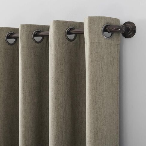 Sun Zero Tyrell Tonal Texture Draft Shield Fleece Insulated Total Blackout Grommet Curtain Panel, 50" x 96", Olive in Kuwait