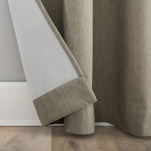 Sun Zero Tyrell Tonal Texture Draft Shield Fleece Insulated Total Blackout Grommet Curtain Panel, 50" x 96", Olive in Kuwait