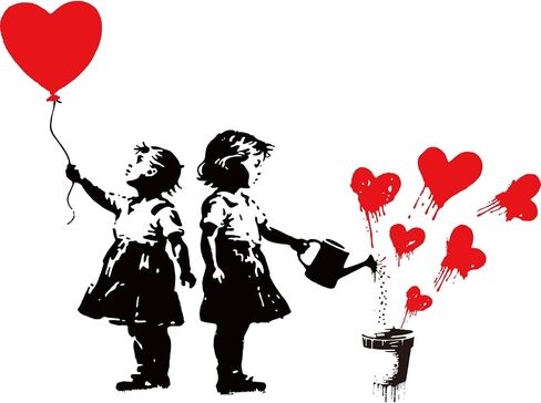 PLIGREAT Banksy Girl and Bird Wall Stickers Removable Vinyl Wall Decals Street Banksy Graffiti Art Murals for Bedroom Nursery Office Home Decor DIY Decorative Stickers in Kuwait