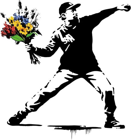 PLIGREAT Banksy Girl and Bird Wall Stickers Removable Vinyl Wall Decals Street Banksy Graffiti Art Murals for Bedroom Nursery Office Home Decor DIY Decorative Stickers in Kuwait