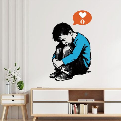 PLIGREAT Banksy Girl and Bird Wall Stickers Removable Vinyl Wall Decals Street Banksy Graffiti Art Murals for Bedroom Nursery Office Home Decor DIY Decorative Stickers in Kuwait