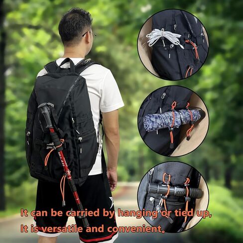 9-Piece Tactical Hiking Pole Holder -3.0mm Heavy Duty Backpack Umbrella Holder Hands Free, Khaki,Orange,Black Elastic Rope Buckle | Hiking, Mountaineering, Camping Backpack Accessory Gift. in Kuwait