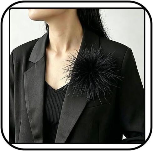 Feather Flower Brooch Pin for Women Large Fluffy Brooch Pin Elegant Floral Lapel Pins Corsage Brooches Wedding Party Dance Banquet Jewelry Accessories in Saudi Arabia