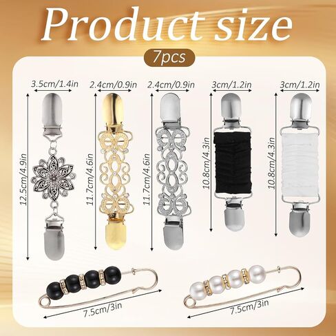 7 PCS Clothing Cinch Clips, Vintage Waist Cincher Clip Retro Dress Clips Back Cinch Set, Pant Waist Tightener Shirt Tightener Clip Fit Sweater, Shawl, Cardigan, Dress, Pant, Clothes for Women in Saudi Arabia