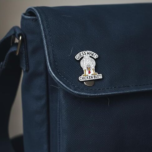 Humor Chicken Pin - Funny Enamel Pins Brooch with "Guess What? Chicken Butt!" for Backpacks, Jackets, Hats. Jokey Chicken Butt Brooches Gift for Friends, Women, Students, Adults in Saudi Arabia
