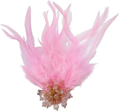 Rhinestone Flower Feather Brooch for Women Delicate Crystal Acrylic Ball Bead Snowflake Lapel Hair Pins Elegant Wedding Christmas Cocktail Party Dress Accessories Jewelry Gift in Kuwait