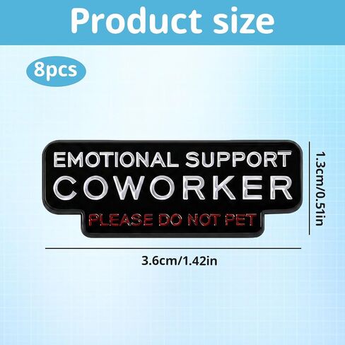 8PCS Emotional Support Coworker Pin, Workplace Motivation Accessory, Black Lapel Pins, Office Desk Decor, Professional Encouragement Badge, Team Building Gift, Employee Appreciation Item, Durable Metal Construction in Saudi Arabia