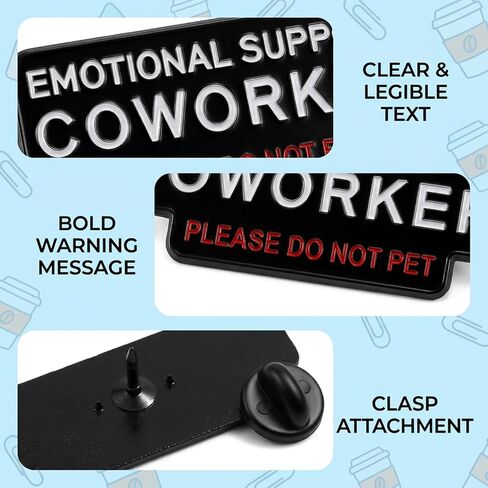 8PCS Emotional Support Coworker Pin, Workplace Motivation Accessory, Black Lapel Pins, Office Desk Decor, Professional Encouragement Badge, Team Building Gift, Employee Appreciation Item, Durable Metal Construction in Saudi Arabia