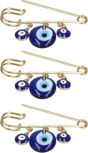 Dioche Pin Bracelet Evil Blue Eye Clothing Pins - Golden Multifunctional Brooch Safety Pins for Women, Perfect for Clothes, Bag & Scarf Decoration in Saudi Arabia