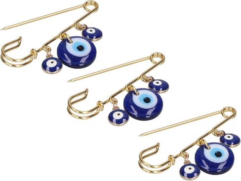 Dioche Pin Bracelet Evil Blue Eye Clothing Pins - Golden Multifunctional Brooch Safety Pins for Women, Perfect for Clothes, Bag & Scarf Decoration in Saudi Arabia