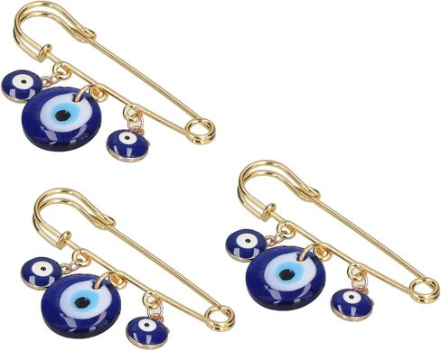 Dioche Pin Bracelet Evil Blue Eye Clothing Pins - Golden Multifunctional Brooch Safety Pins for Women, Perfect for Clothes, Bag & Scarf Decoration in Saudi Arabia