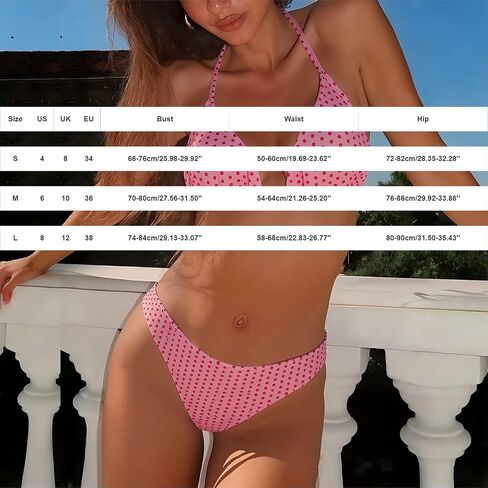 المرأة عالية قطع بيكيني مجموعات صفيق سلسلة مثير ملابس السباحة البولكا نقطة الرسن التعادل مجموعة البكيني مثلث أعلى وربطة عنق الجانب السفلي in Kuwait