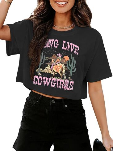 Binshre Womens Short Sleeve Crops Tops Summer Graphic Tees Crew Neck Cropped T Shirts Casual Loose Fit Blouse in Saudi Arabia