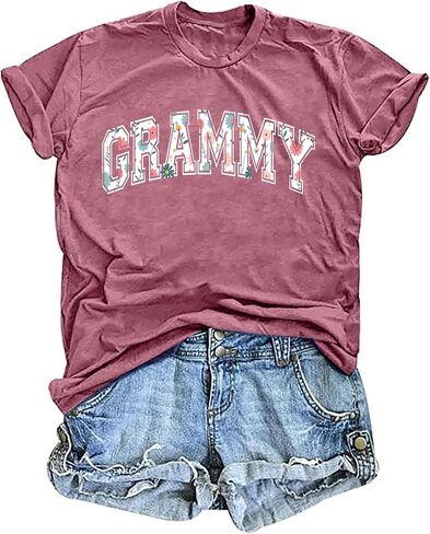 Grandma Shirts for Women: Grammy Tshirts Funny Tops Casual Crewneck Short Sleeve Tees in Kuwait