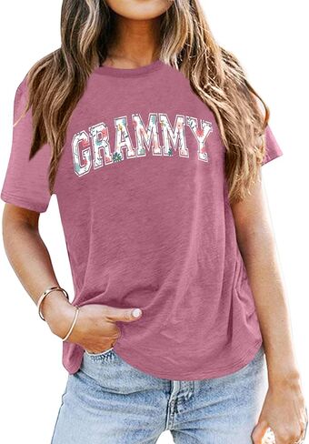 Grandma Shirts for Women: Grammy Tshirts Funny Tops Casual Crewneck Short Sleeve Tees in Kuwait
