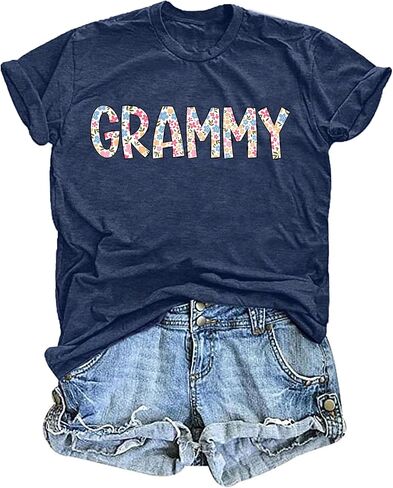 Grandma Shirts for Women: Grammy Tshirts Funny Tops Casual Crewneck Short Sleeve Tees in Kuwait