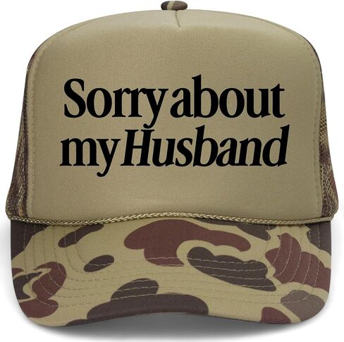 Sorry About My Husband Polyester Hat | Premium Adjustable Snapback Mesh Back Trucker Hat for Men & Women in Kuwait