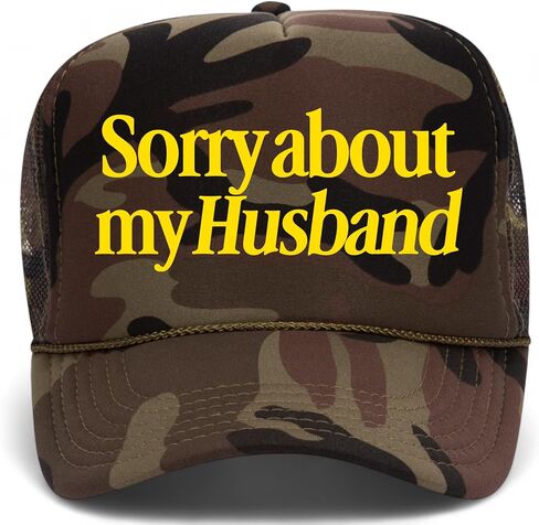 Sorry About My Husband Polyester Hat | Premium Adjustable Snapback Mesh Back Trucker Hat for Men & Women in Kuwait