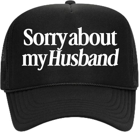 Sorry About My Husband Polyester Hat | Premium Adjustable Snapback Mesh Back Trucker Hat for Men & Women in Kuwait
