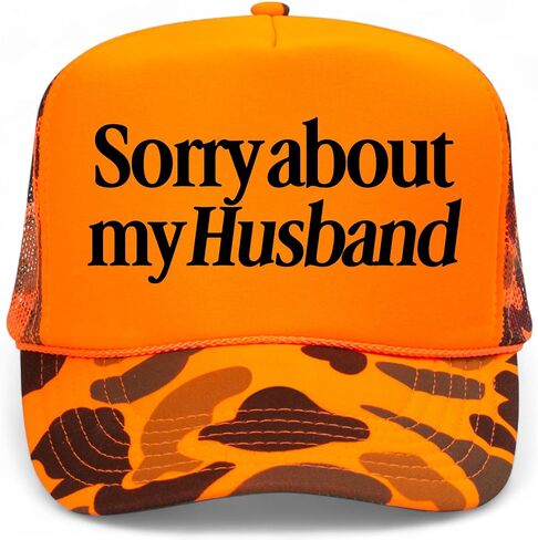 Sorry About My Husband Polyester Hat | Premium Adjustable Snapback Mesh Back Trucker Hat for Men & Women in Kuwait