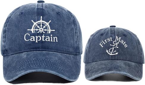 2Pcs Embroidered Captain & First Mate Matching Hat Skipper Boating Parent-Child Baseball Caps Sailor Cap in Saudi Arabia