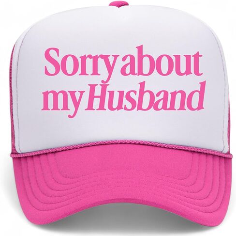 Sorry About My Husband Polyester Hat | Premium Adjustable Snapback Mesh Back Trucker Hat for Men & Women in Kuwait