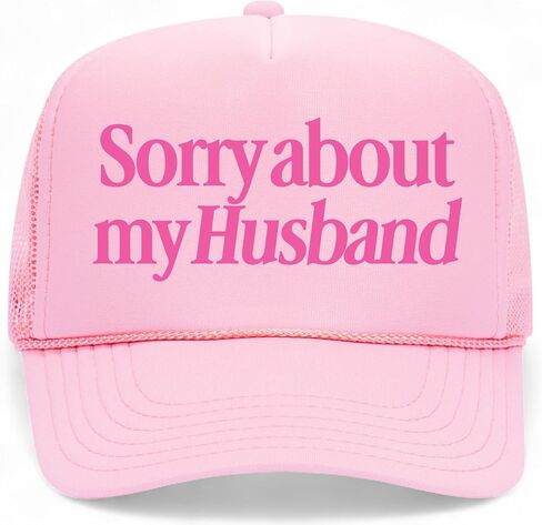 Sorry About My Husband Polyester Hat | Premium Adjustable Snapback Mesh Back Trucker Hat for Men & Women in Kuwait